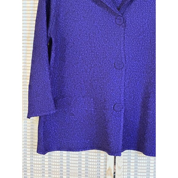 Travelers collection by Chicos popcorn blazer purple Chico size 1 fabric buttons - Picture 8 of 9